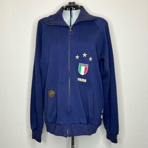 RARE Puma Soccer Track Jacket, World-Cup Italy, with Medallion. Color: Navy Blue